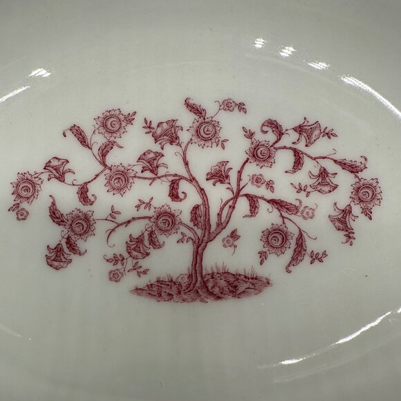 Vintage Oval Vegetable Serving Bowl Theodore Haviland Cambridge Crimson Tree 50s - Picture 5 of 9